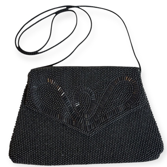 Handbags - Vintage Black Beaded Evening Bag